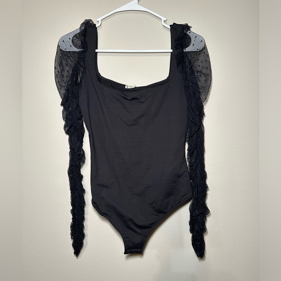 Free People Tops - Free People Lace Long Sleeve Bodysuit